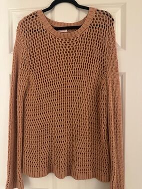 Pink Lily Women's Open Knit Crewneck Sweater - Dusty Rose